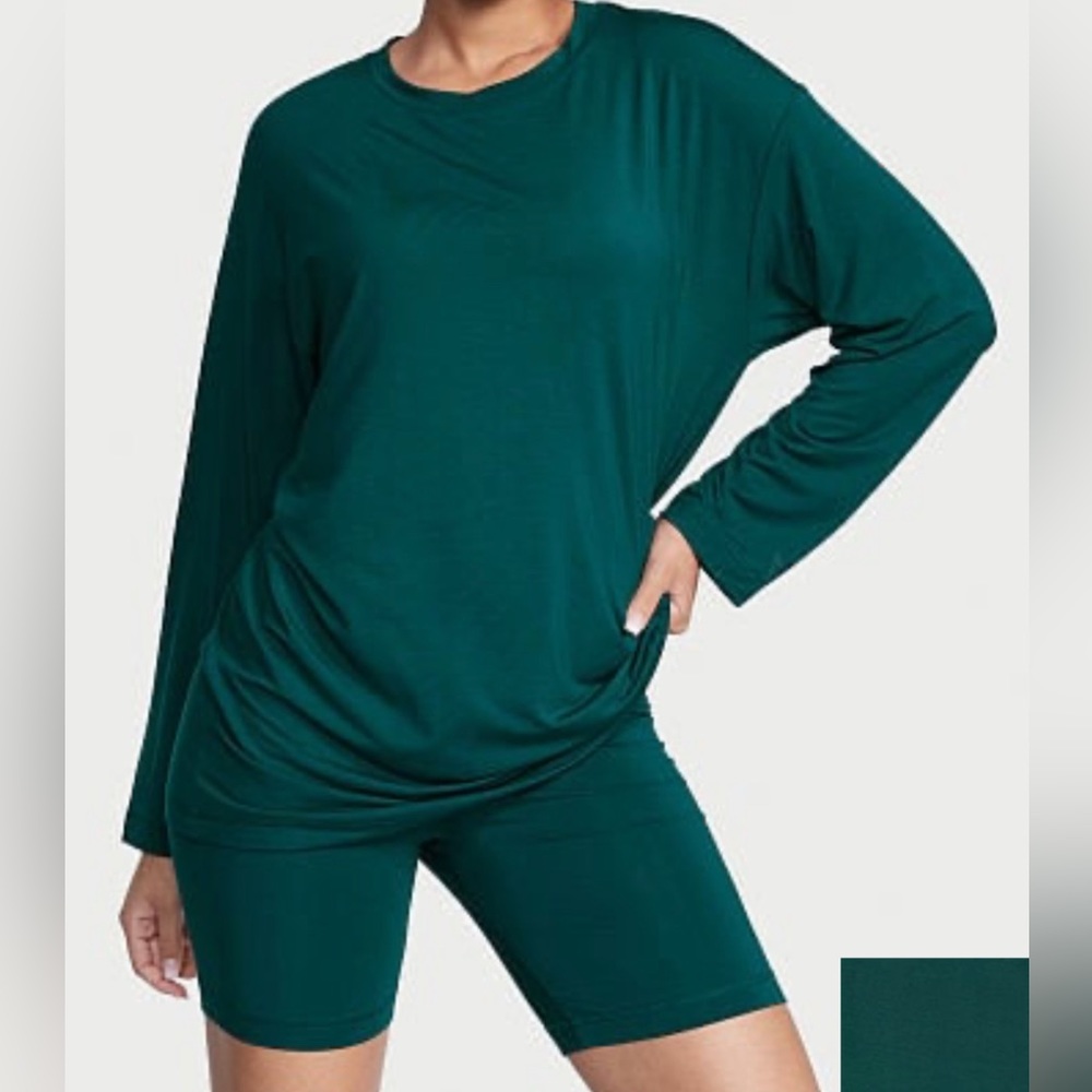 Victoria’s Secret Modal Sleepshirt and Bike Shorts Set Sz M Hunter Green
